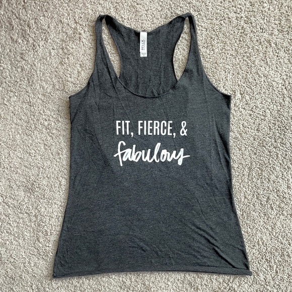 Tone It Up Tops - Tone It Up Retro Gray Racerback Tank Top, Small (XS-S) Fit Fierce & Fabulous TIU